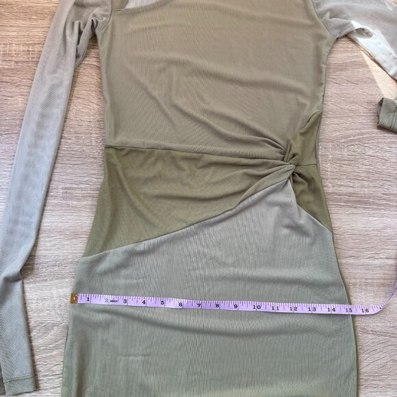 Saemdi Mesh Maxi Long Sleeve Dress Green Small - Picture 10 of 17